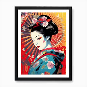 Geisha Pop Art Colours 2 Art Print