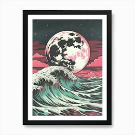 Moon and Ocean Waves 3 Art Print