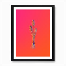 Neon Autumn Squill Botanical in Hot Pink and Electric Blue n.0289 Art Print