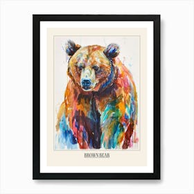 Brown Bear Colourful Watercolour 1 Poster Art Print