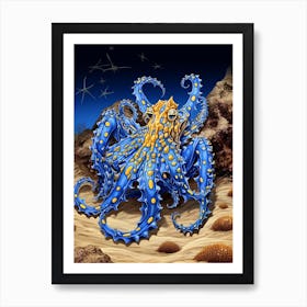 Southern Blue Ringed Octopus Illustration 8 Art Print