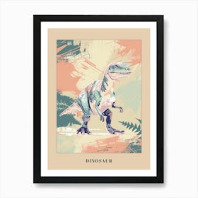 Muted Pastel Dinosaur Illustration Poster Art Print