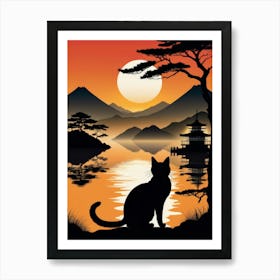 Japan Cat Art 15 Art Print