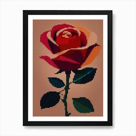 Cross Stitch Rose Art Print