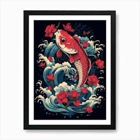 Koi Fish Japanese Style Illustration 8 Art Print