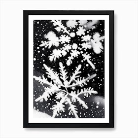 Snowflakes In The Snow, Snowflakes, Black & White 4 Art Print