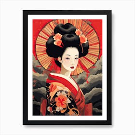 Powerful Geisha Flat Illustration 4 Art Print