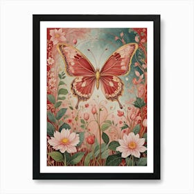 Red Butterfly In The Garden Art Print