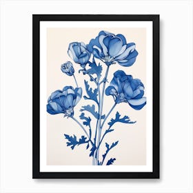 Blue Botanical Freesia 2 Art Print