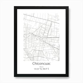 Chiconcuac,Mexico Minimalist Map Art Print