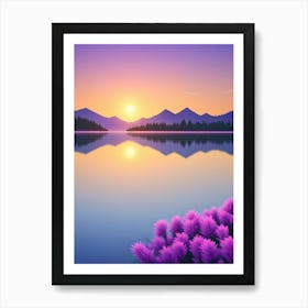 Sunset Over The Lake Art Print