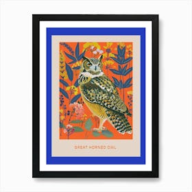 Spring Birds Poster Great Horned Owl 3 Art Print