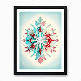 Crystal, Snowflakes, Vintage Sketch 1 Art Print