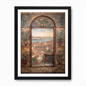 A Window View Of Venice In The Style Of Art Nouveau 1 Art Print