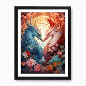 Dragon And Phoenix Illustration 7 Art Print