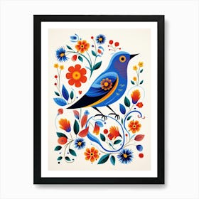 Scandinavian Bird Illustration Bluebird 1 Art Print