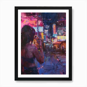 Girl At Night Art Print