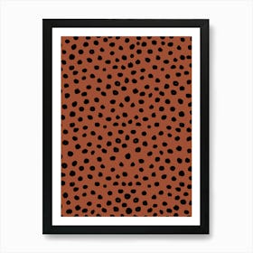 Leopard Print Dots Black And Terracotta Art Print