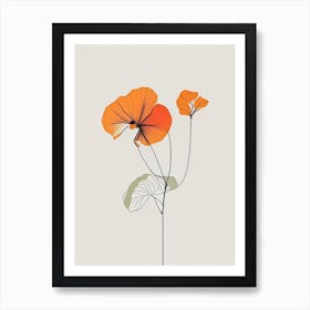 Nasturtium Floral Minimal Line Drawing 3 Flower Art Print