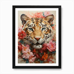 Tiger With Flowers 4 Art Print