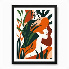 Abstract Painting portrait and flora Art Print