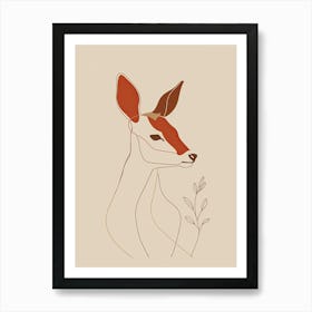 Deer Head - Boho, Line Art 3 Affiche