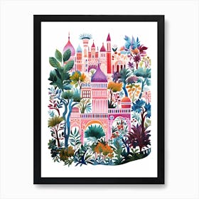 Tivoli Gardens Italy Modern Illustration 1 Art Print