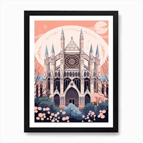 Westminster Abbey   London, England   Cute Botanical Illustration Travel 1 Art Print