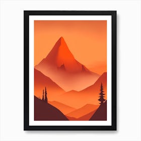 Misty Mountains Vertical Composition In Orange Tone 2 Art Print