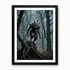 Spooky Clown In The Woods Poster