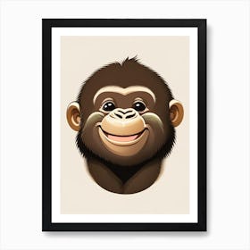 Baby Gorilla Smiling, Gorillas Cute Kawaii 2 Art Print