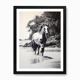 A Horse Oil Painting In Manuel Antonio Beach, Costa Rica, Portrait 3 Art Print