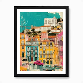 Lisbon   Retro Collage Style 3 Art Print