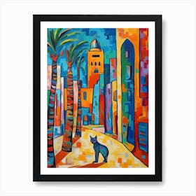 Painting Of Dubai United Arab Emirates With A Cat In The Style Of Fauvism  3 Art Print