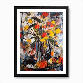 Anthurium Still Life Flowers Abstract Expressionism  Art Print
