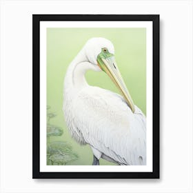 Ohara Koson Inspired Bird Painting Pelican 1 Art Print