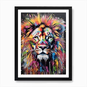 Lion Art Painting Street Art Style 3 Art Print