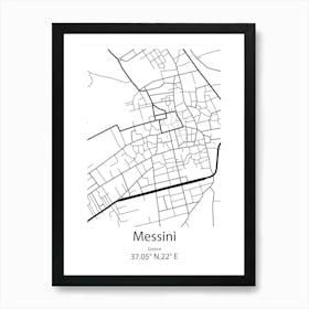 Messini,Greece Minimalist Map Art Print