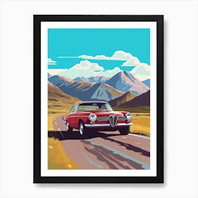 A Alfa Romeo Giulia In The Andean Crossing Patagonia Illustration 1 Art Print
