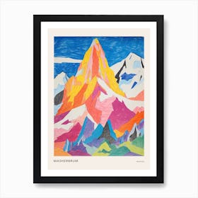 Masherbrum Pakistan 1 Colourful Mountain Illustration Poster Art Print