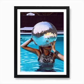 Woman Pool Disco Ball Fashion Photography 0 Art Print