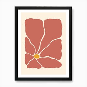 Abstract Flower 03 - Maroon Art Print