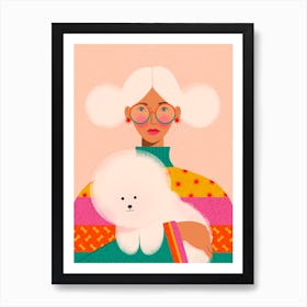 Girl With Bichon Art Print