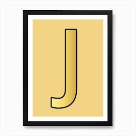 Letter J Gold Alphabet Yellow Art Print