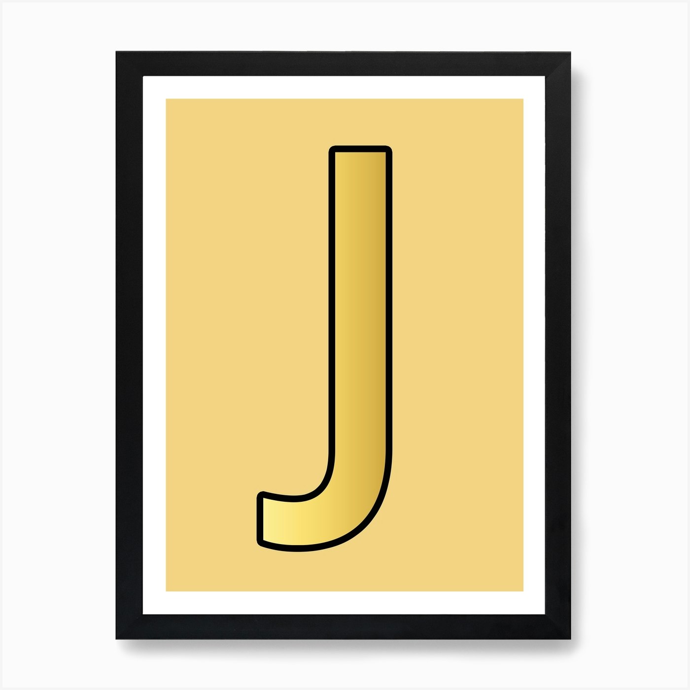 letter j gold alphabet yellow art print by mambo fy