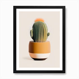 Barrel Cactus Retro Minimal Art Print