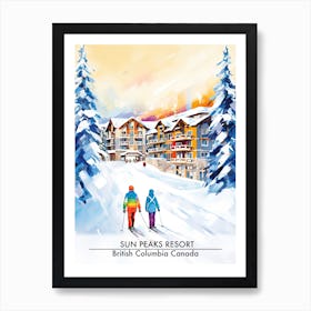 Sun Peaks Resort   British Columbia Canada, Ski Resort Poster Illustration 1 Art Print