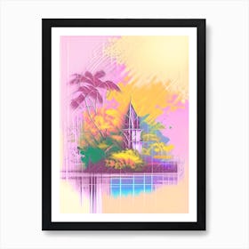 Ilot Gabriel Mauritius Watercolour Pastel Tropical Destination Art Print