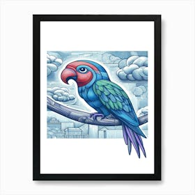 Pluto Parrot On A Branch Art Print