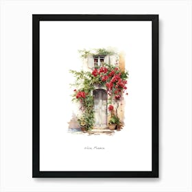 Nice, France   Mediterranean Doors Watercolour Painting 4 Poster Art Print